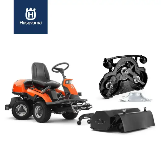 รถตัดหญ้านั่งขับ รุ่น R320X AWD พร้อมชุด flail mower และ  Combi 103